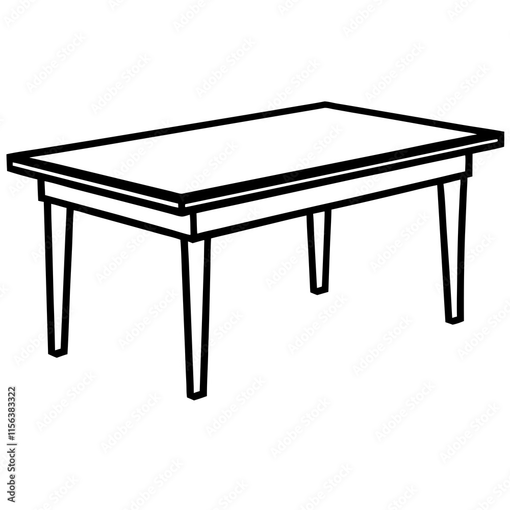 Wood Table Line Art Vector Design