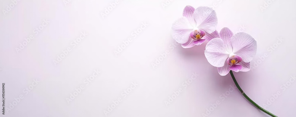 Pastel floral idea. Delicate pink orchid flowers against a soft, neutral background for a calming effect.