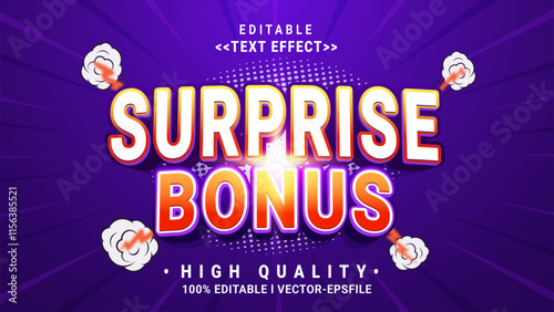 editable 3d surprise bonus text effect.typhography logo