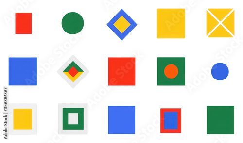 Free Download Abstract colorful geometric shapes modern art gallery digital art vibrant indoor space bird's eye view creative design - GFXLoad