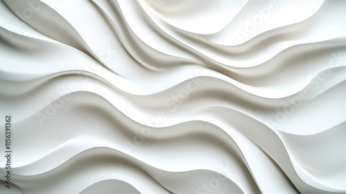 Elegant white background with drapery fabric ,elegant waves of silken fabric ,white background of gypsum smooth relief waves. Silken. Illustration