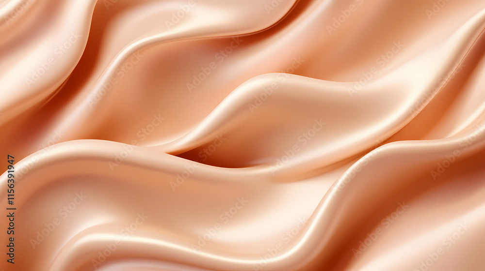 Fototapeta premium Flowing silken waves on warm terracotta surface, mocha mousse. Silken. Illustration
