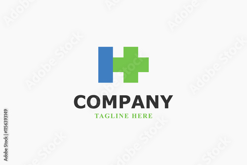 letter h plus and medical logo design