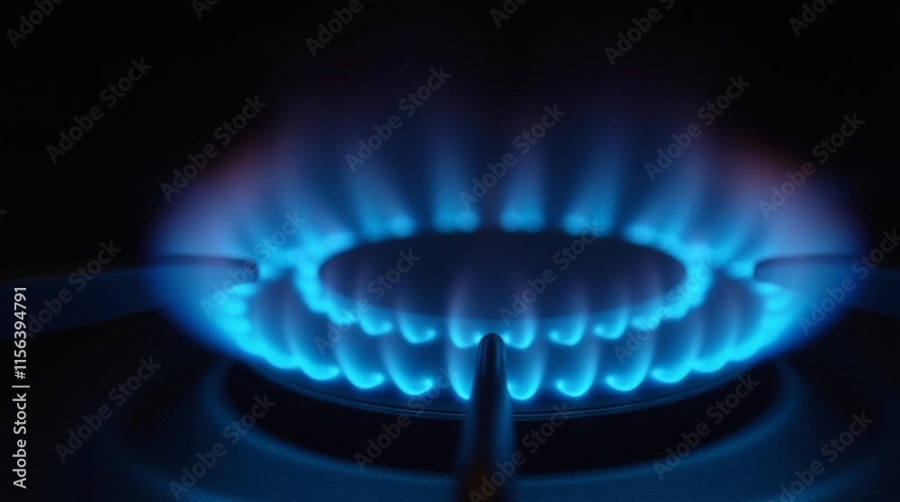 A photorealistic image of a gas burner ignited with a vibrant blue flame, showcasing the intricate details of the burner design. A photorealistic image of a gas burner ignited with a vibrant blue flame, showcasing the intricate details of the burner design.