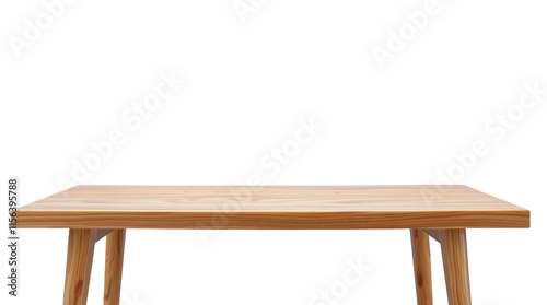 A wooden table isolated on transparent background with space for product display, Cut out, PNG