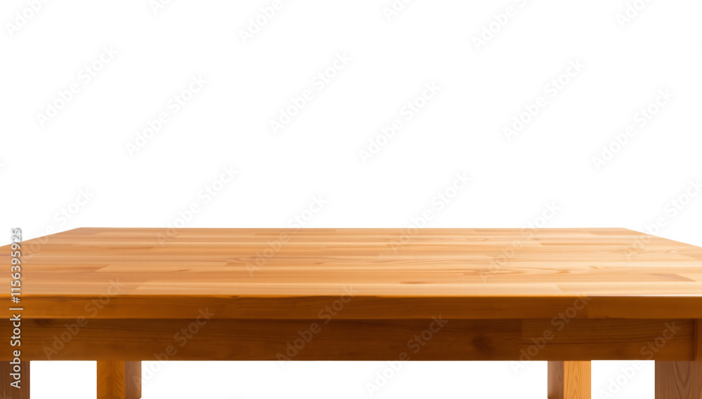 Empty wooden table isolated on transparent background with space for product display, Cut out, PNG Empty wooden table isolated on transparent background with space for product display, Cut out, PNG