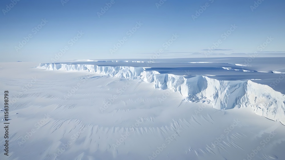 Fototapeta premium Glaciers are massive, slow-moving rivers of ice that form over centuries from the accumulation and compaction of snow in regions where snowfall exceeds melting. These dynamic natural formations are 