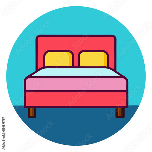 double bed icon design