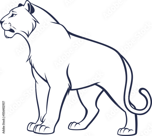 The tiger outline vector and illustration line art design on a white background. photo