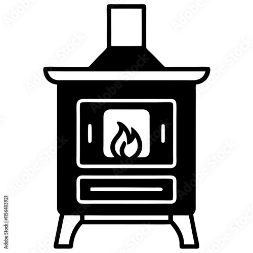 Wood burning stoves silhouette vector icon illustration,stoves,cooker,fireplace,oven,heater on white background.