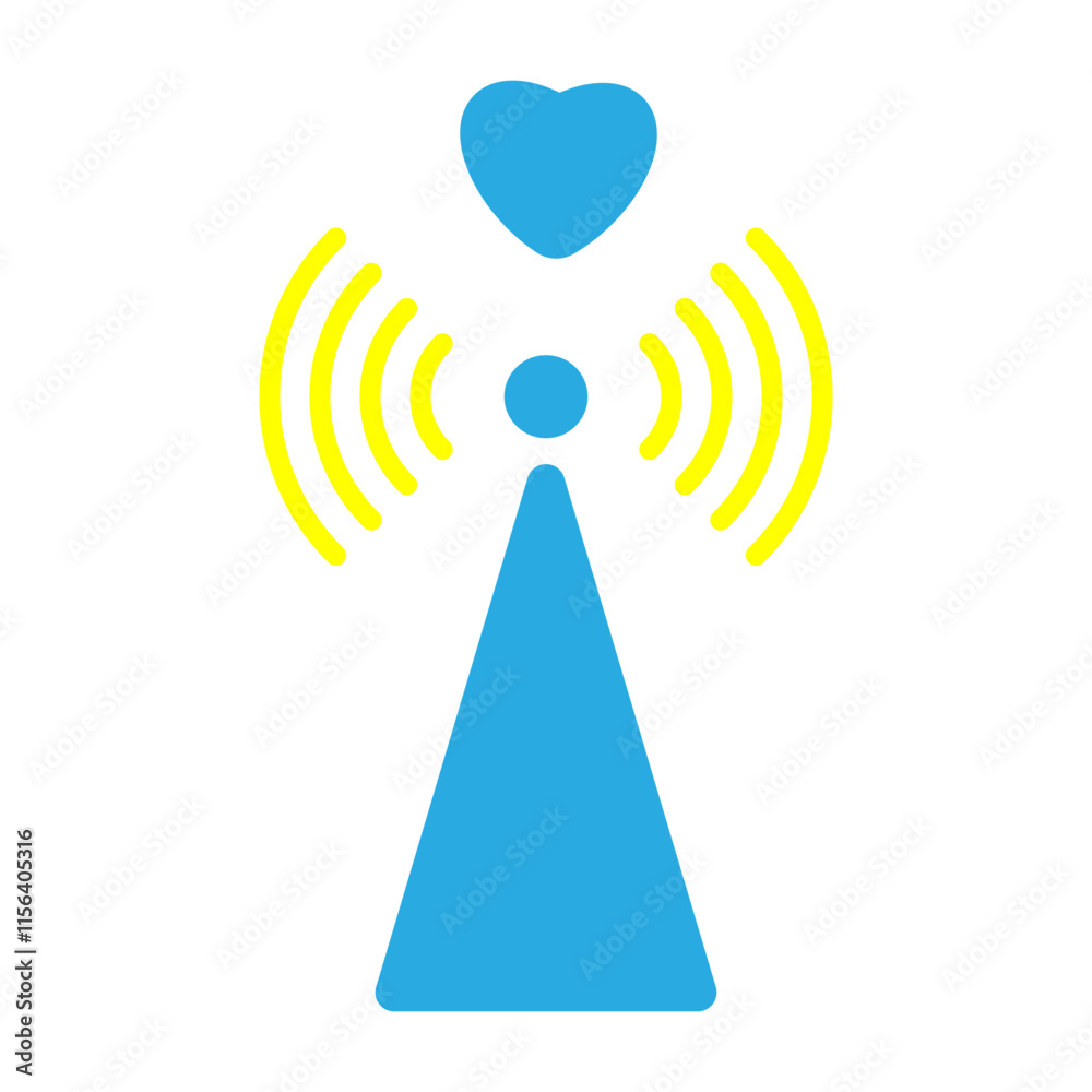 Love symbol combined with a Wi-Fi signal icon. Love symbol combined with a Wi-Fi signal icon.