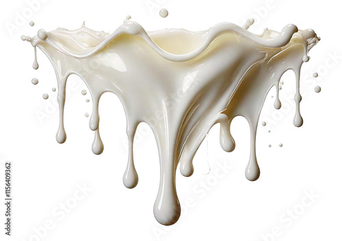 Milk or cream dripping isolated on a transparent or white background