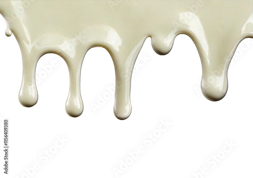 Milk or cream dripping isolated on a transparent or white background