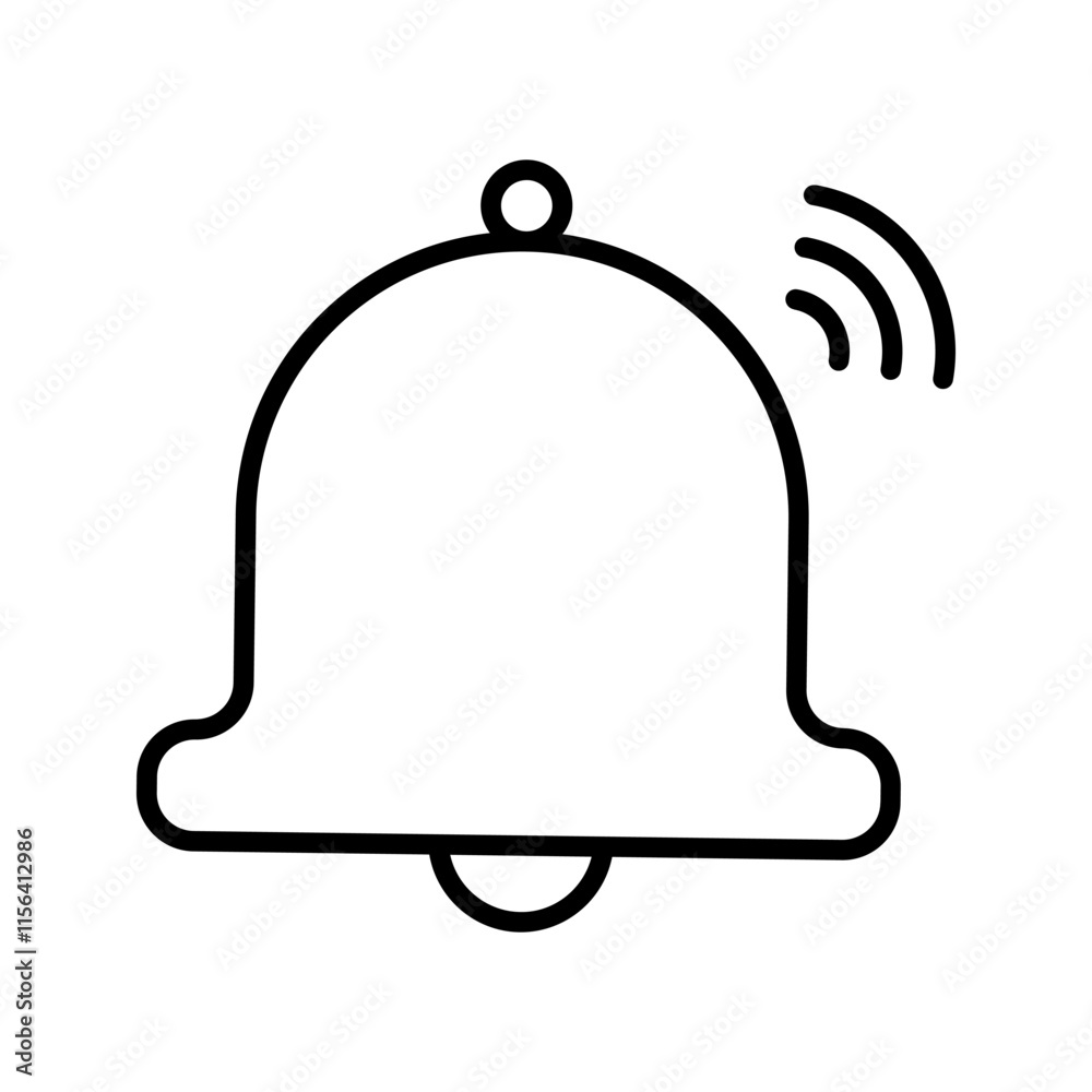 Notification bell icon on black circle. Alert, alarm sign symbol