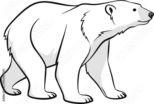 Polar bear outline vector and illustration line art design on a white background.