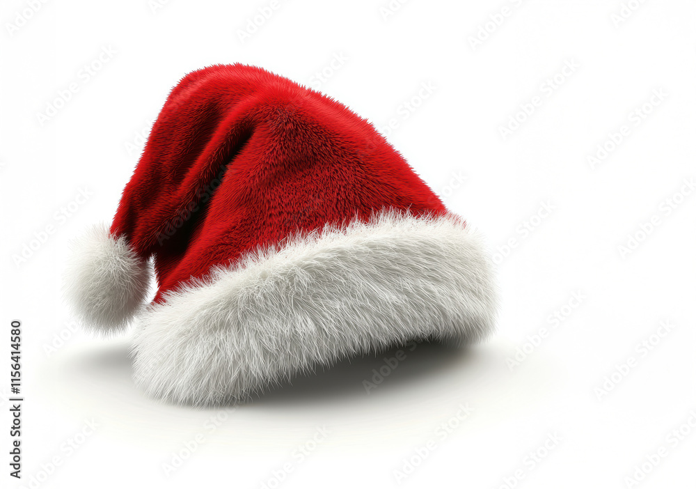 A red and white Santa hat with white fur on the brim A red and white Santa hat with white fur on the brim