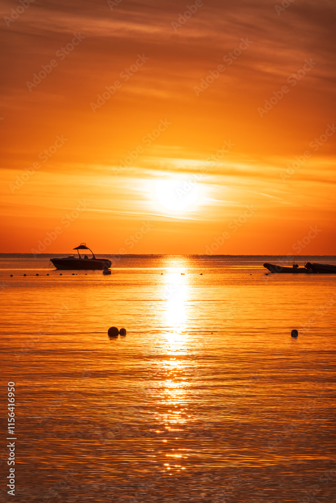 Beautiful red and orange sunrise over the sea. Beautiful red and orange sunrise over the sea.