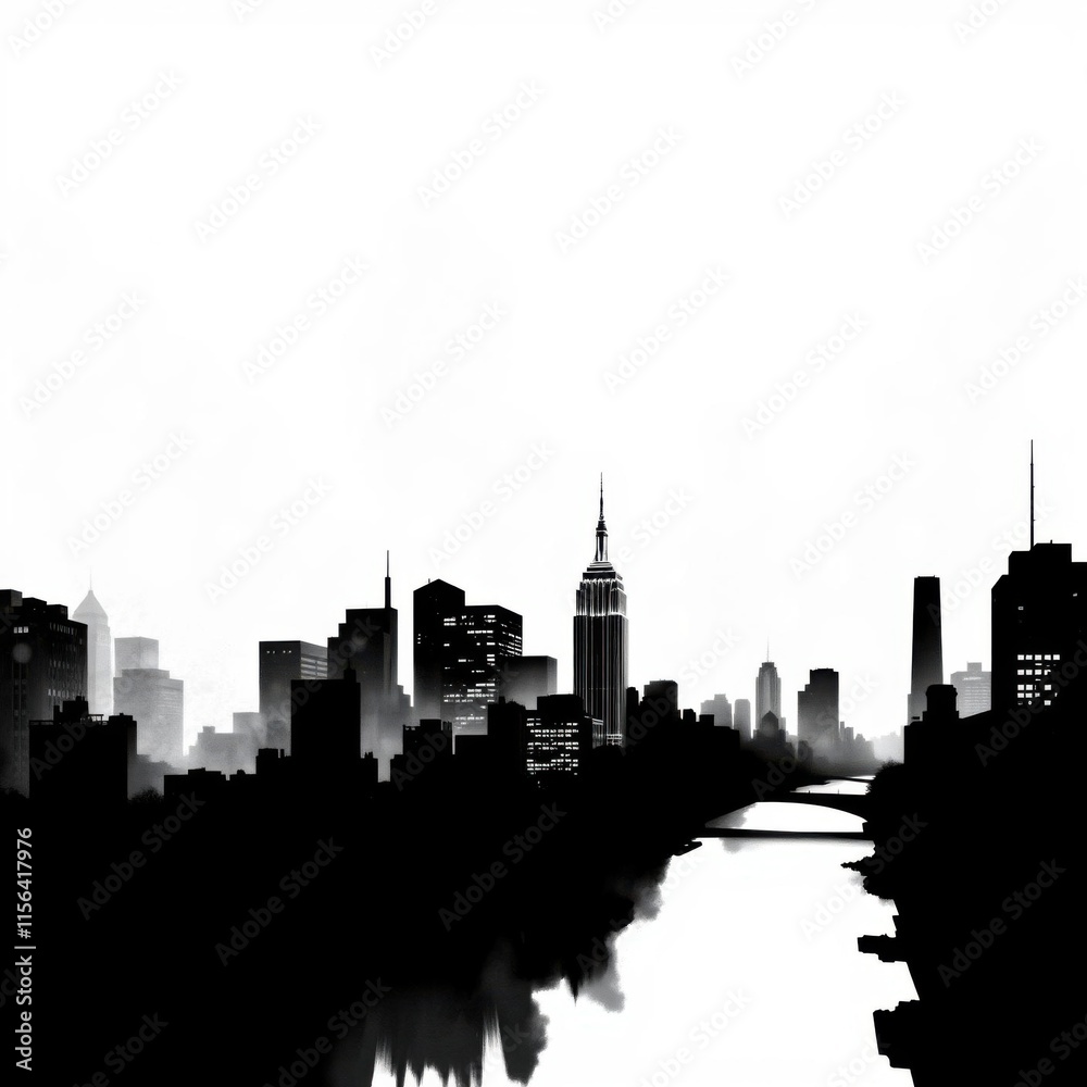 Fototapeta premium Watercolor skyline of new york city in usa. skyline silhouette. cityscape illustration architecture city