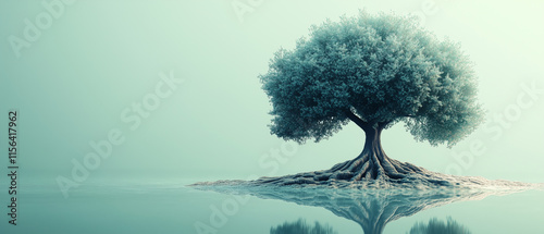 Solitary Tree in Tranquil Waters.