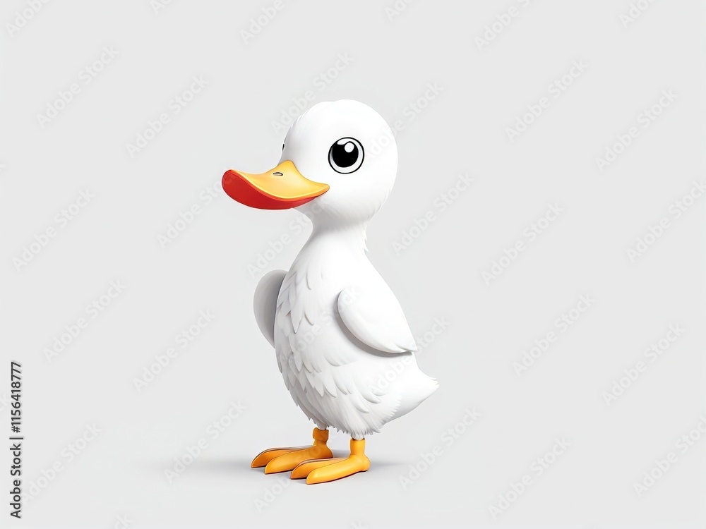3d cartoon illustration of a 3d white drawing of duck isolated on white background 3d cartoon illustration of a 3d white drawing of duck isolated on white background