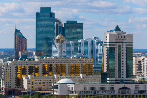 View of the central part of the capital of Kazakhstan, Astana, with the government building