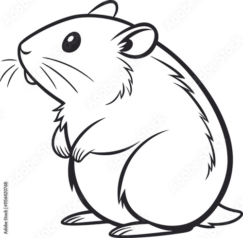 Hamster outline vector and straightforward illustration line art design on a white background. photo