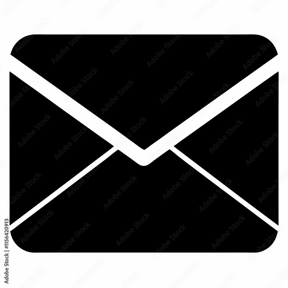 Email Envelope Black Silhouette Vector Email Envelope Black Silhouette Vector