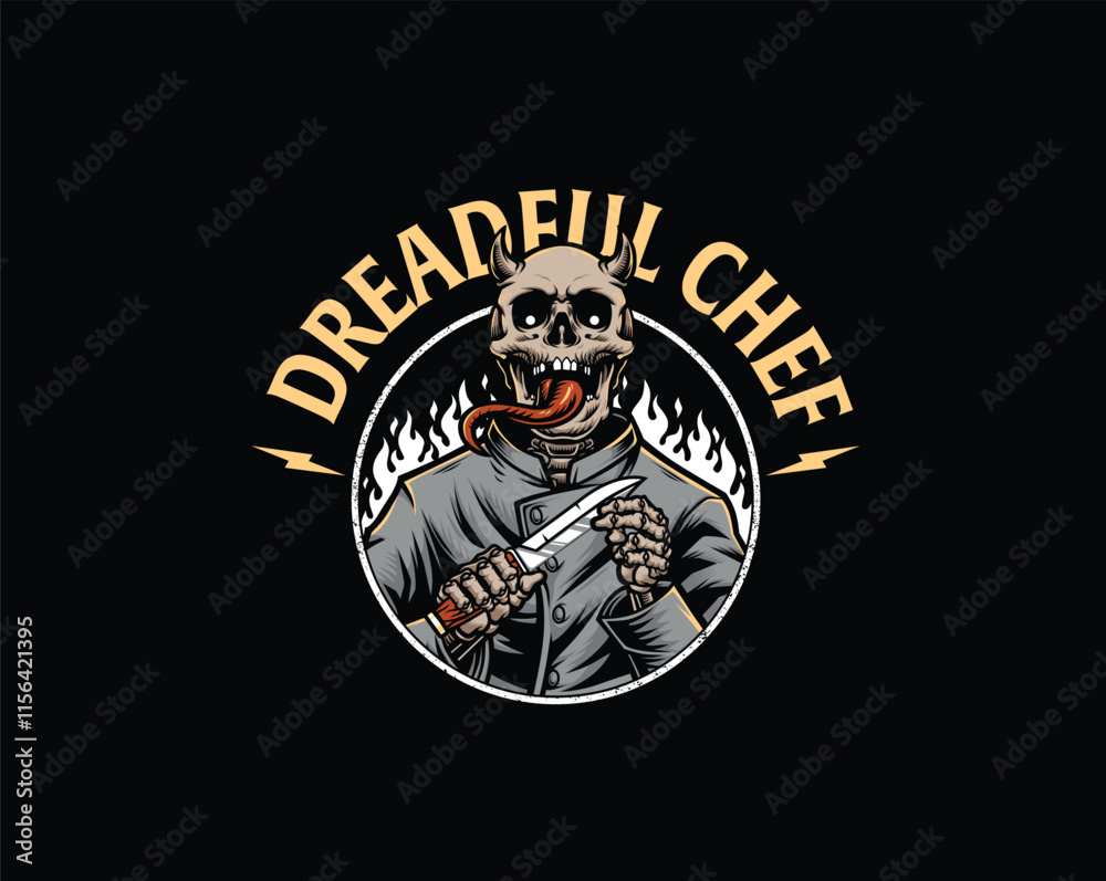 Skeleton dreadful chef illustration Skeleton dreadful chef illustration