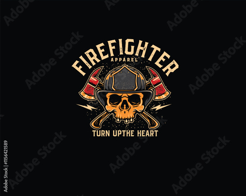 Skull firefighter mascot illustration