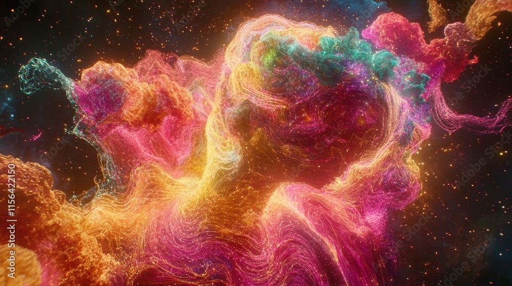 Vibrant Abstract Cosmic Swirl with Colorful Energy and Stars Vibrant Abstract Cosmic Swirl with Colorful Energy and Stars