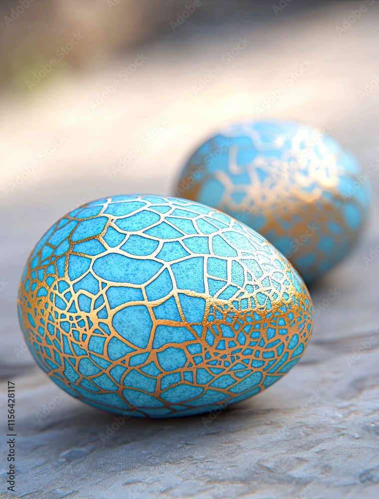 Decorative Easter Eggs Teal Gold Crackle Decorative Easter Eggs Teal Gold Crackle