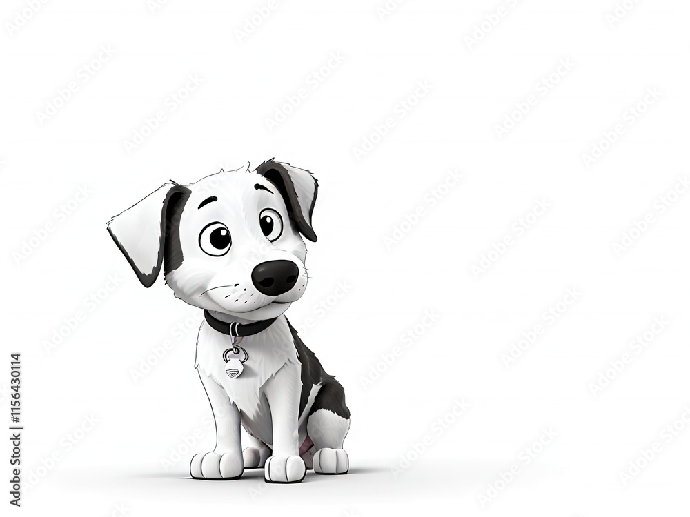 A 3D rendering of a white dog's cartoon. 3d White Dog isolated on White Background A 3D rendering of a white dog's cartoon. 3d White Dog isolated on White Background