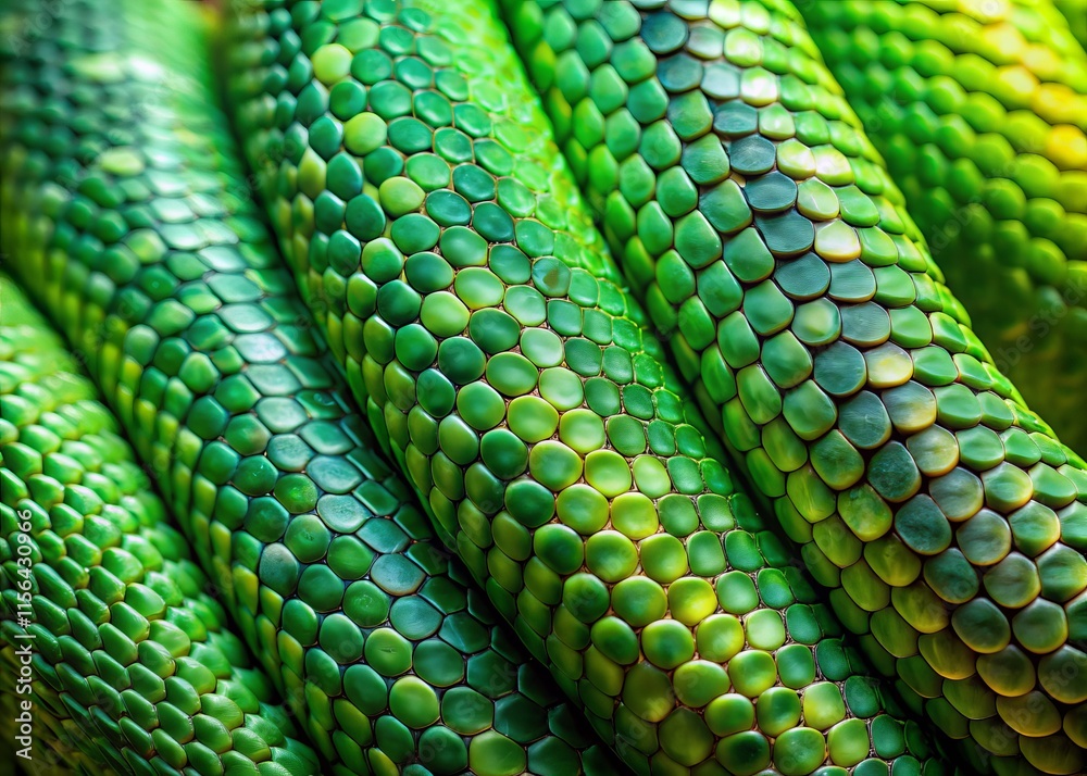 Obraz premium Green Snake Skin Texture Bird's Eye View: High-Resolution Macro Photography