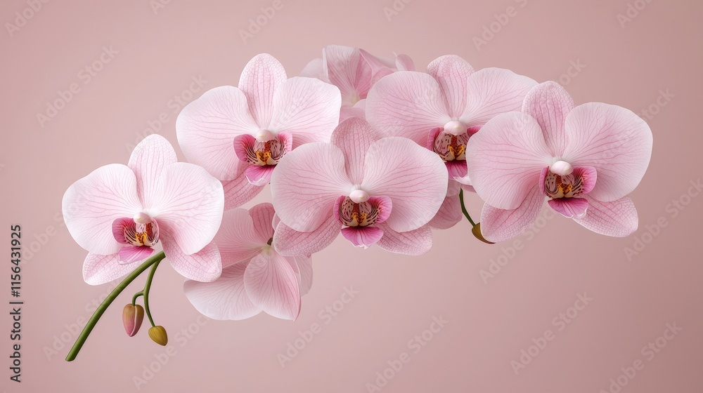 Naklejka premium Stunning Pink Orchid Bloom Close Up Many Flowers High Detail