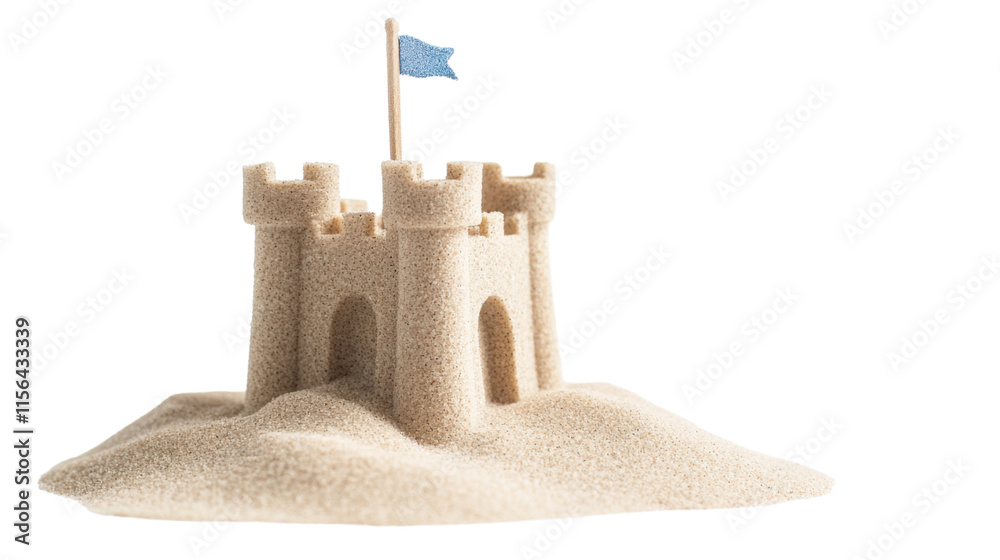 Sandcastle with a flag, transparent background Sandcastle with a flag, transparent background