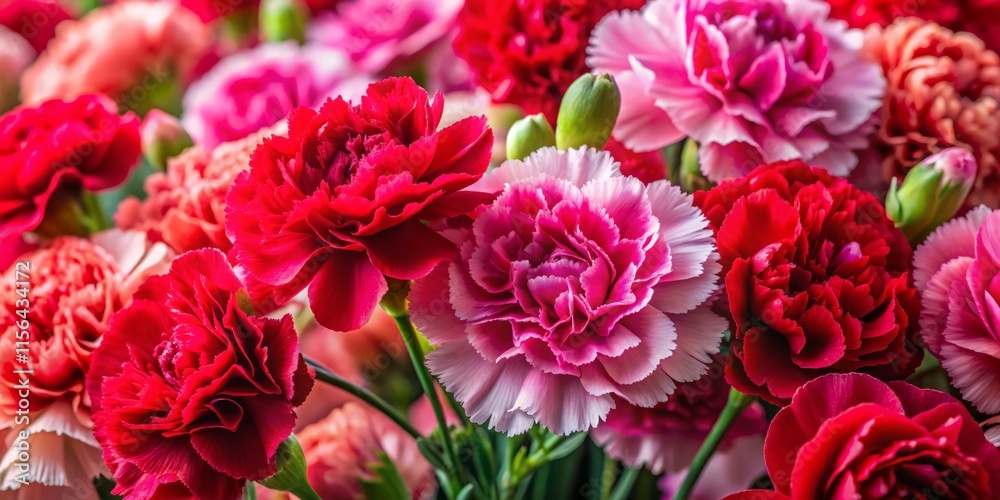 Obraz premium Parents Day Carnation Gift: Close-Up Photography of Vibrant Red and Pink Carnations for Mom and Dad