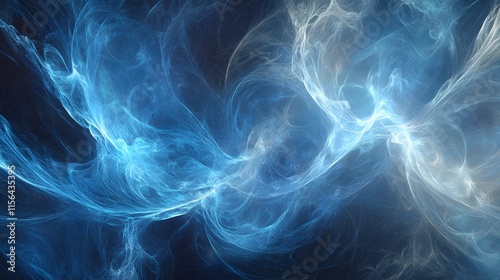 Abstract Blue And White Energy Swirls Flowing