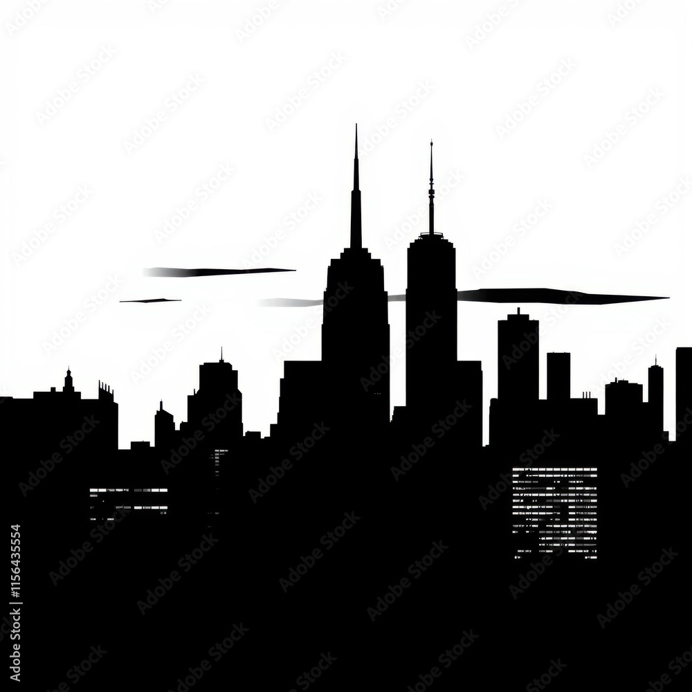 Naklejka premium New york silhouette. skyline silhouette. cityscape illustration architecture city 