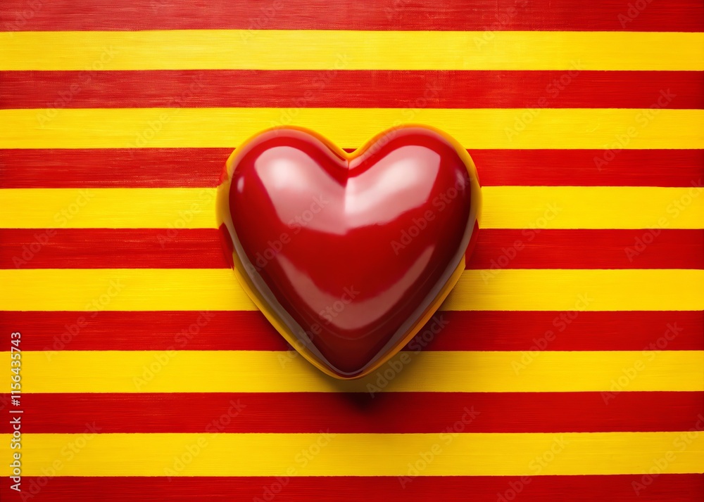 Obraz premium Sant Jordi's Day: Worm's Eye View of Catalan Love, Red Heart, Flag & Spikes