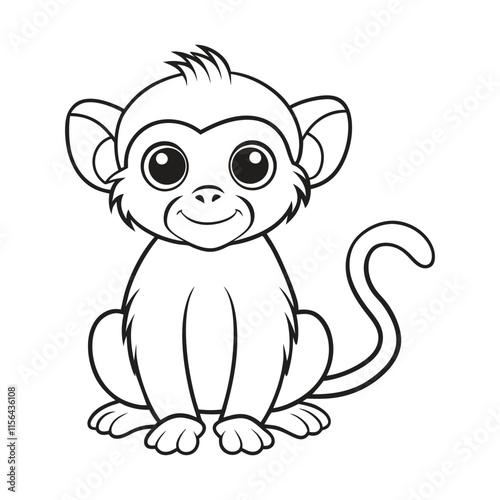 Wallpaper Mural Cute monkey cartoon coloring page illustration vector. Torontodigital.ca