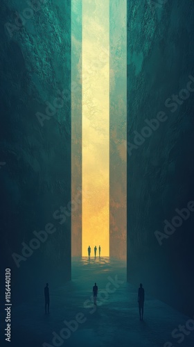 Wallpaper Mural Mysterious glowing roads in dark space with wandering silhouettes atmosphere Torontodigital.ca