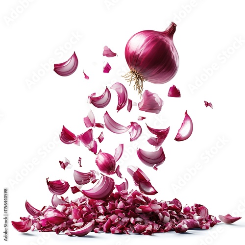 Obraz na płótnie Exploding red onion kitchen food photography indoor close-up w salonie