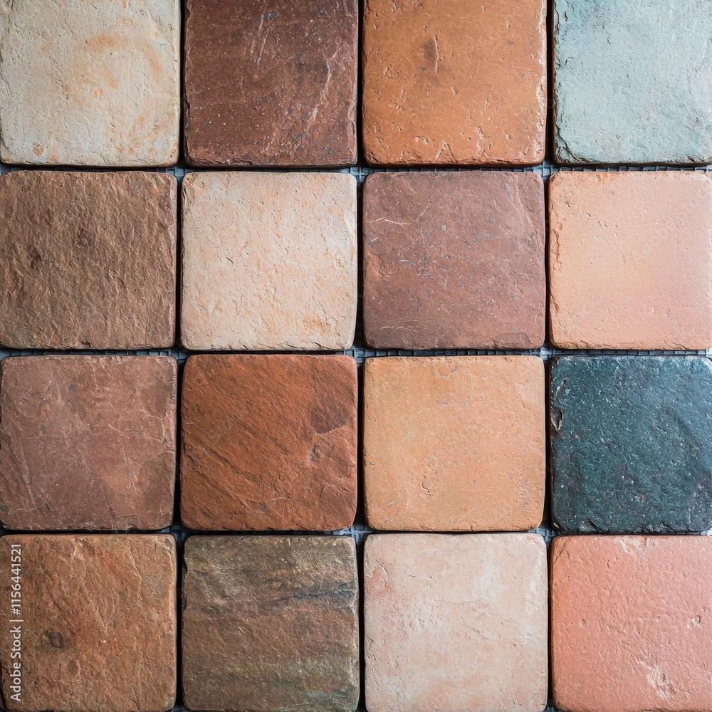 Rustic Stone Tile Mosaic  Earthy Tones  Texture  Background