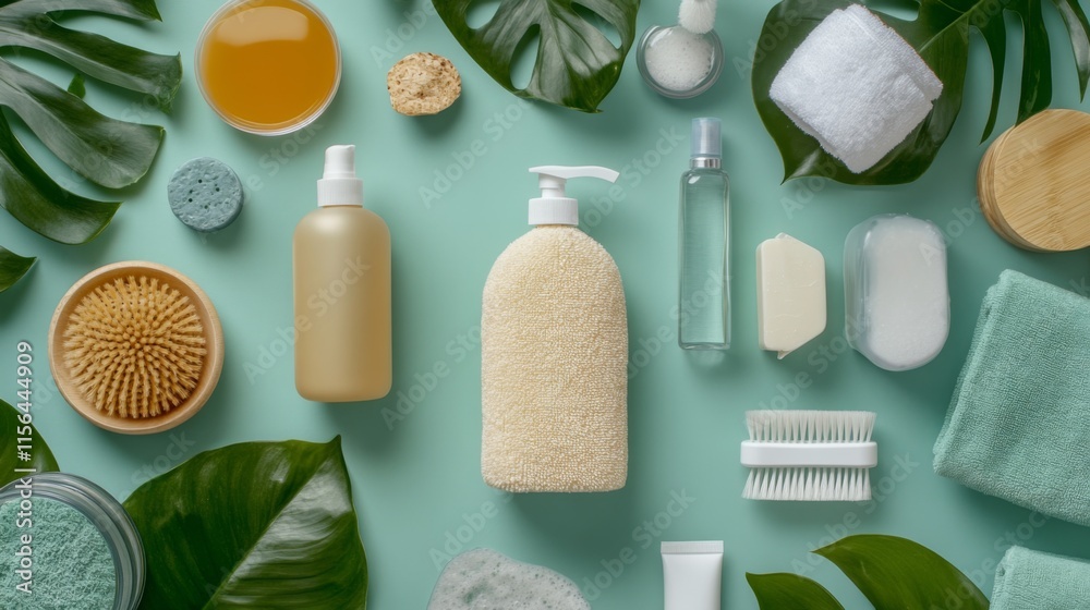 Aerial View of Clean Beauty Products on Soft Background Aerial View of Clean Beauty Products on Soft Background