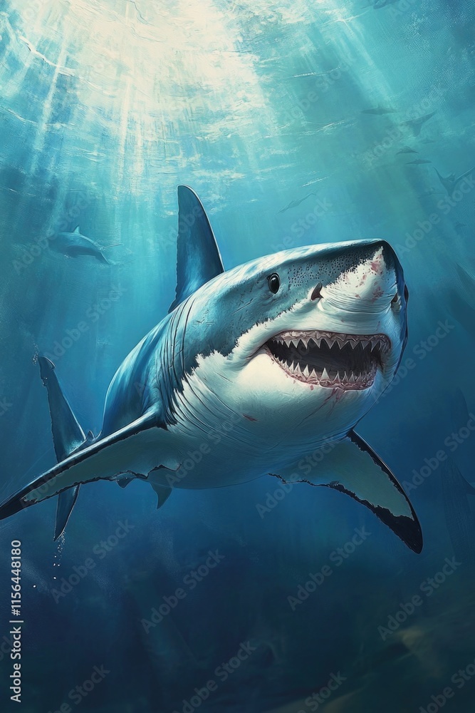 Naklejka premium Shark swimming in the ocean