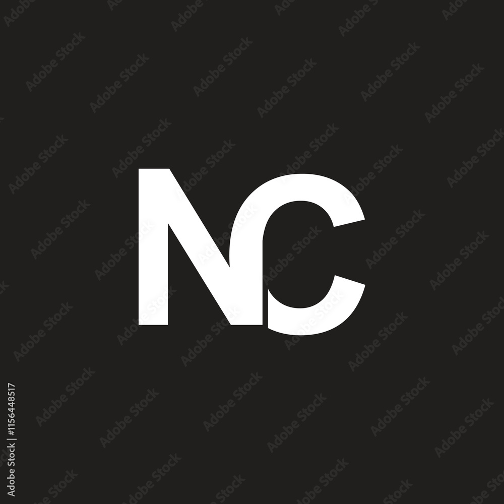 Abstract letter NC or CN initial elegant and line art logo design vector templates with white color on black background.
