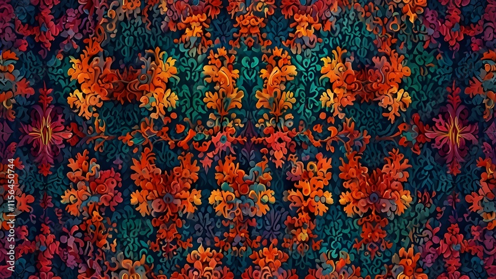 Colorful wallpaper brocade pattern Generative AI Colorful wallpaper brocade pattern Generative AI