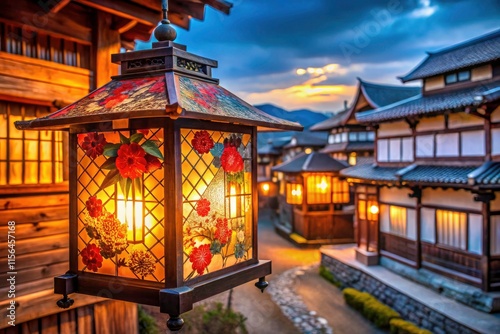 Hokkaido Noboribetsu Date Jidai Mura Historic Village - Close-Up Japanese Lamp Detail photo