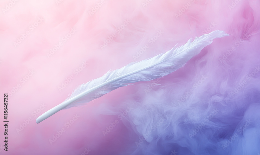 White Feather Floating in Pastel Haze White Feather Floating in Pastel Haze