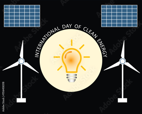 International Day of Clean Energy, social media post, banner, poster, solar, power, climate change, global warming, sustainability.